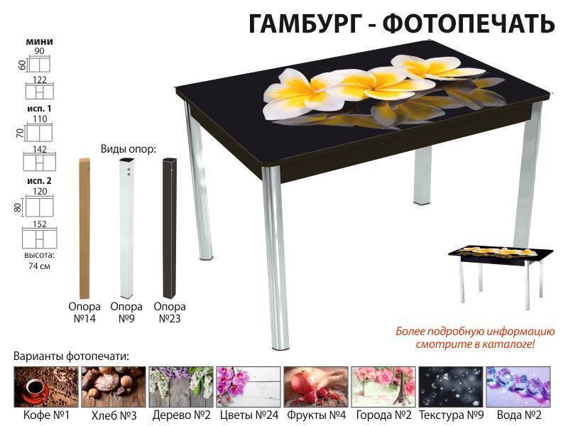 стол обеденный гамбург фотопечать в Кирове