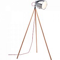 торшер chromatic tripod хром на деревянном основании в Кирове