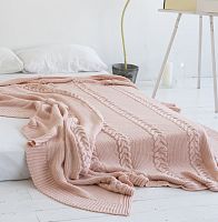 комплект плед с косами (180*220) и 2 наволочки (50*50) св. персик в Кирове