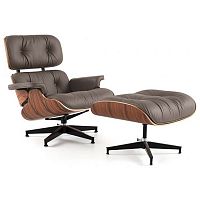 кресло eames style lounge chair кожа коричневое в Кирове