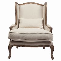 кресло мягкое с ушами lorraine chair with burlap бежевое в Кирове