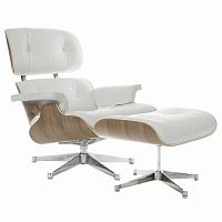 кресло eames style lounge chair & ottoman белое в Кирове