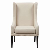 кресло мягкое с ушами белое nailhead fabric armchair в Кирове