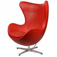 кресло arne jacobsen style egg chair кожа красное в Кирове