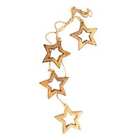 гирлянда новогодняя подвесная звезды деревянные с отверстием wooden stars, 65 см в Кирове