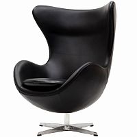 кресло с подлокотниками arne jacobsen style egg chair черное в Кирове