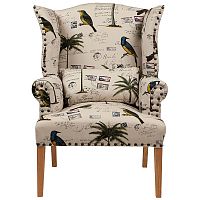 кресло мягкое с ушами quinn tufted armchair бежевое с рисунком в Кирове